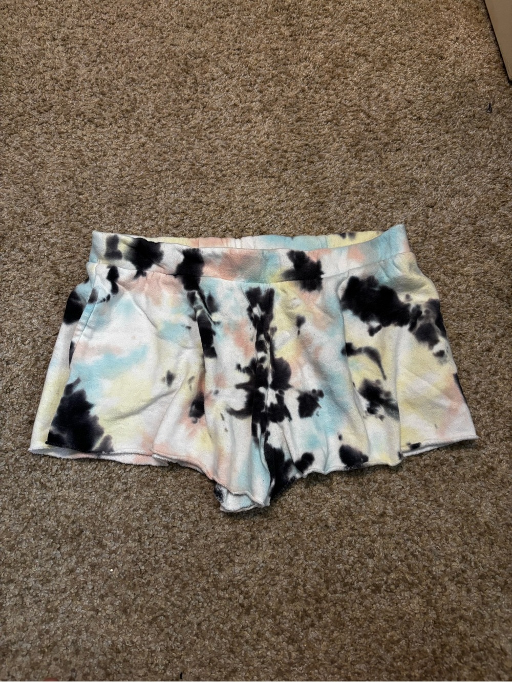 Colsie Pastel Tie-Dye Fleece Joggers with Black Spot Pattern
